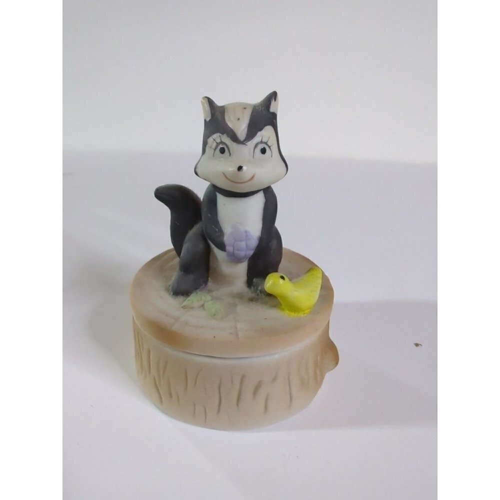 Vintage porcelain skunk trinket box